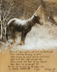 Elling William Gollings, Christmas Card, 1924, pastel & ink on paper