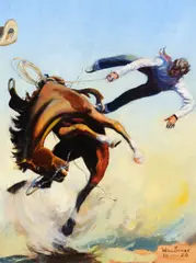 William R. James, Wild Bronco, oil on board