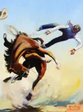 William R. James, Wild Bronco, oil on board