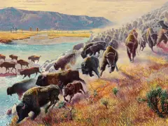 Mort Künstler, Lamar Valley, Yellowstone, 1988, oil on canvas