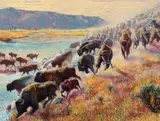 Mort Künstler, Lamar Valley, Yellowstone, 1988, oil on canvas