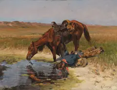Richard Lorenz, At the Waterhole, oil on canvas