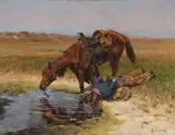 Richard Lorenz, At the Waterhole, oil on canvas