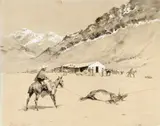Frederic Remington, Santa Del Inca – Roping Cattle at Punta Negra, circa 1890, ink & gouache on paper