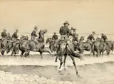 Frederic Remington, Watering the Texas Horses of the Third Cavalry in Lake Michigan, 1894, ink wash on paper