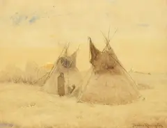 Tepees by Frederic Remington, watercolor on paper, sold Jul 2012