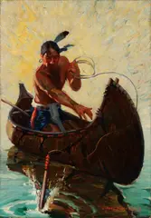Sidney H. Riesenberg, Fishing, oil on canvas