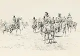 The Great Foot Race by Charles Marion Russell, 1913, pen & ink on paper, sold Jul 2012