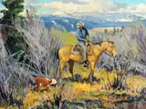 Conrad Schwiering, When a Feller Needs a Friend, oil on board