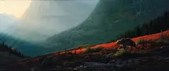 Daniel Smith, Crimson Cascade, acrylic on board