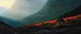 Daniel Smith, Crimson Cascade, acrylic on board
