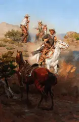 Range Dispute by Andy Thomas, oil on canvas, sold Jul 2012