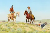 Byron B. Wolfe, On the Chisholm Trail – Parley for WoHaws, 1967, oil on canvas