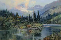 Pretty Woman Falls by Joe De Yong, 1923, oil on canvas, sold Jul 2011