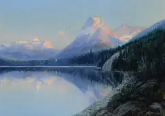 St. Mary Lake by Joe De Yong, oil on canvas, sold Jul 2011