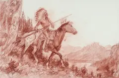 Arnold Friberg, Into New Country study, conte on paper