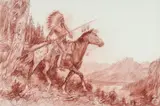 Arnold Friberg, Into New Country study, conte on paper