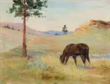 Elling William Gollings, Grazing, 1917, oil on canvas laid on board