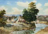 Hans Kleiber, Camp on the Bighorn, watercolor on paper
