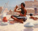 William Robinson Leigh, Hopi Pottery Painter, Walpi, Arizona