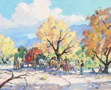 Breakdown on the Old Stage Trail by Marjorie Reed, circa 1982, oil on canvas, sold Jul 2011