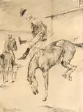 Frederic Remington, A Trip Up Country - The Bursted Girths, circa 1887, pen & ink on paper
