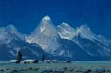 Conrad Schwiering, Mountain Moonlight, oil on board