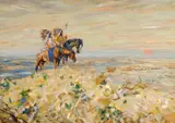 Julius Seyler, Blackfeet, oil on board