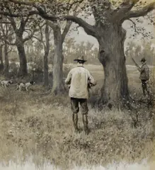 Upland Bird Hunting by A. B. Frost, gouache on paper, sold Jul 2010