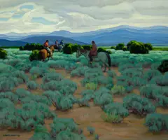 Ernest Martin Hennings, Riders in the Sage, oil on canvas