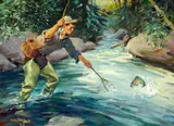 Frank B. Hoffman, Trout Triumph, oil on board