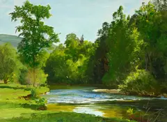 Ogden Pleissner, The Battenkill Near Benedict's Crossing, oil on canvasboard