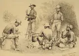 Frederic Remington, A Campfire Sketch, 1888, ink wash on paper