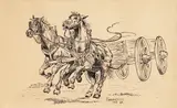 Frederic Remington, Runaway Horses, 1888, pen & ink on paper