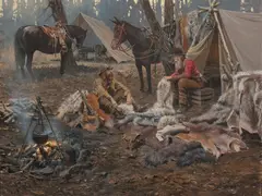 John Seerey-Lester, Counting Pelts, 2010, acrylic on board