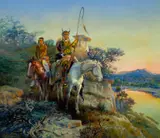 Olaf Carl Seltzer, Indian Scouts by the River at Sunset