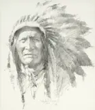 Howard Terpning, Study of a Sioux, 1986, graphite on paper