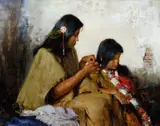 Cyrus Afsary, Mother and Daughter, oil on canvas