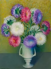 Kenneth Miller Adams, Asters, oil on board