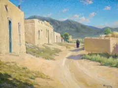 Edgar Spier Cameron, Santa Fe Adobes, oil on canvas