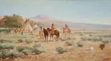 Victor Casnelli, Indian Encampment, oil on canvas
