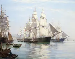 Montague Dawson, The U.S. Clipper Ship "Flying Fish", oil on canvas