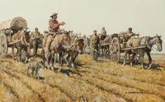 Wagon West by Nick Eggenhofer, gouache on paper, sold Jul 2009