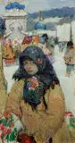 Leon Gaspard, Girl with Floral Scarf, Russia, 1916, oil on board