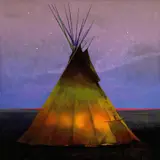 R. Tom Gilleon, Rosebud, Starlight, and Buffalo (142), oil on canvas laid on board