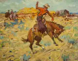 Frank B. Hoffman, Tough Ride, oil on board