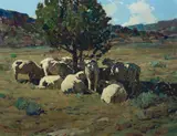 Siesta Hour by Frank Tenney Johnson, 1935, oil on canvas, sold Jul 2009