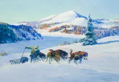 Theodore Roosevelt Lambert, Sled Team, 1944, oil on board