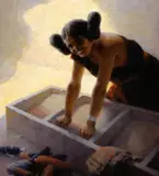 William Robinson Leigh, Hopi Maiden Grinding Corn