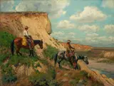 Richard Lorenz, Cow Punchers, oil on cnavas